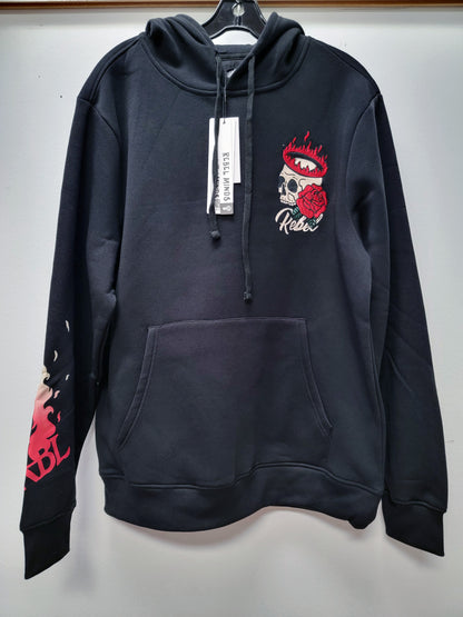 Designed Hoodie Skull Rose Black