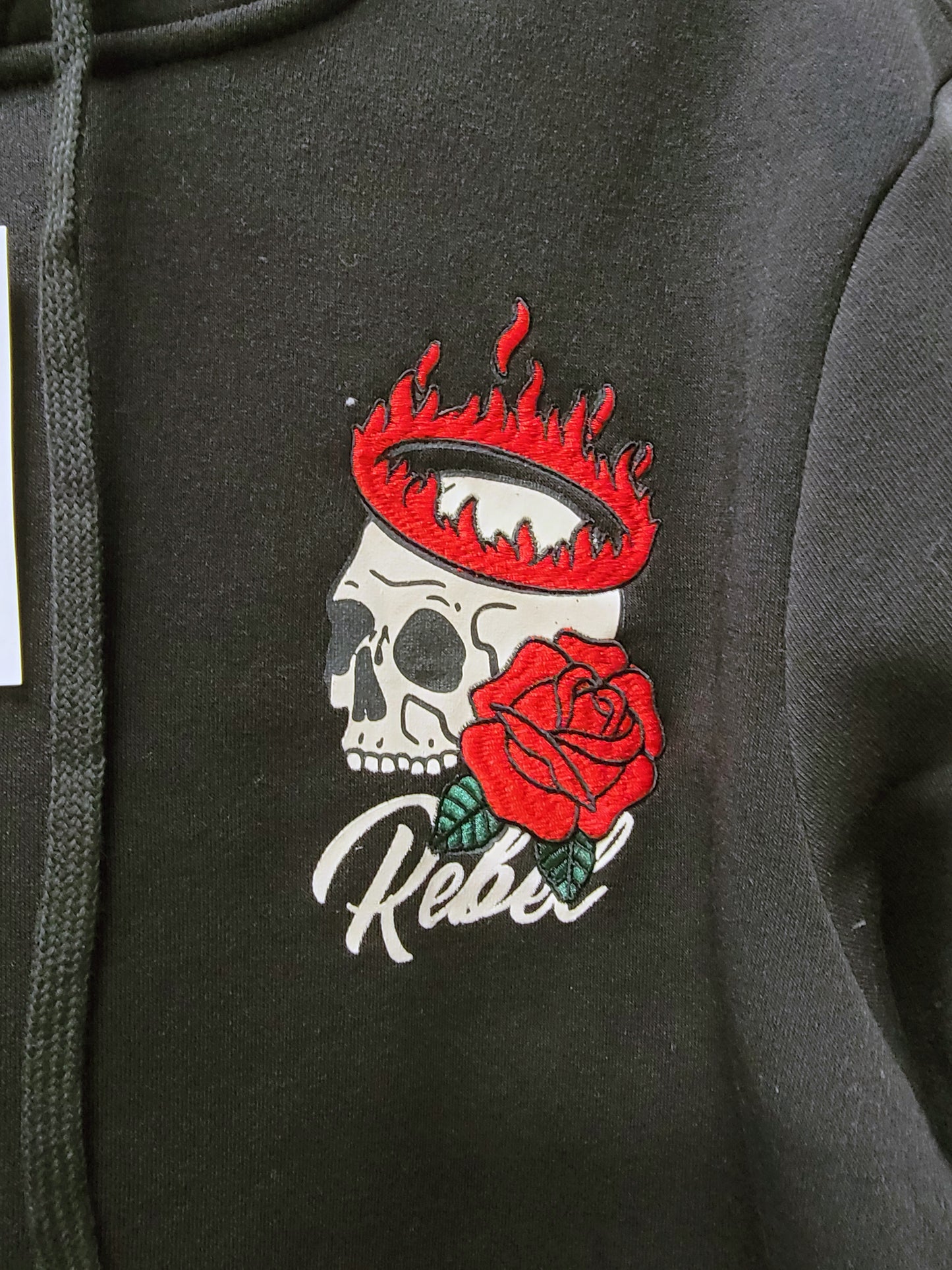 Designed Hoodie Skull Rose Black