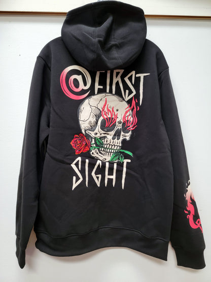 Designed Hoodie Skull Rose Black