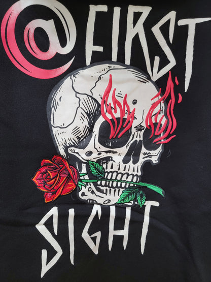 Designed Hoodie Skull Rose Black