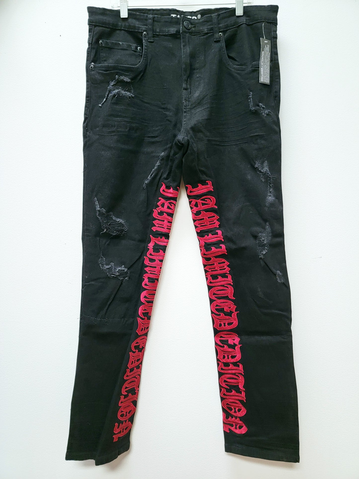 Jet Black Jean with Red Stitch