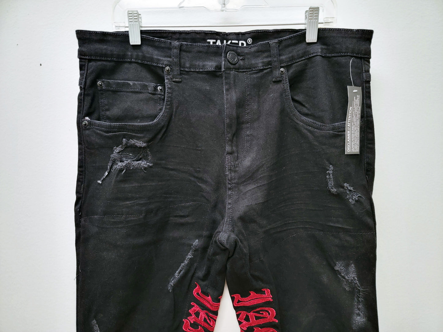 Jet Black Jean with Red Stitch