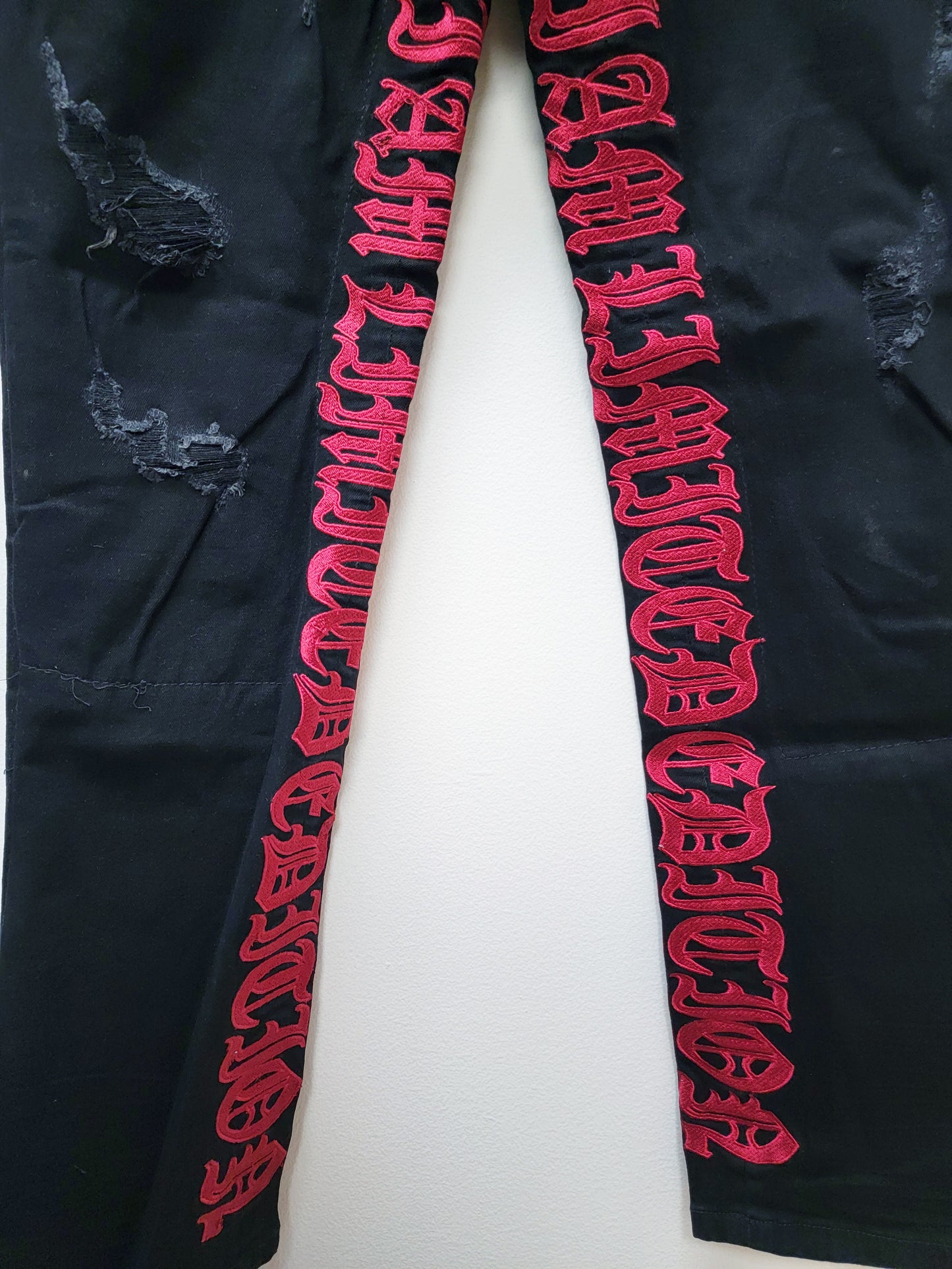 Jet Black Jean with Red Stitch