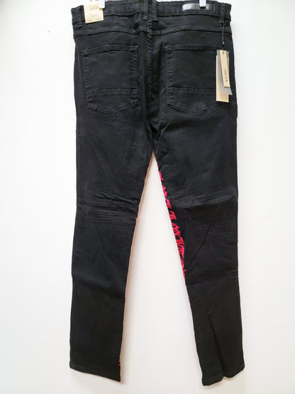 Jet Black Jean with Red Stitch