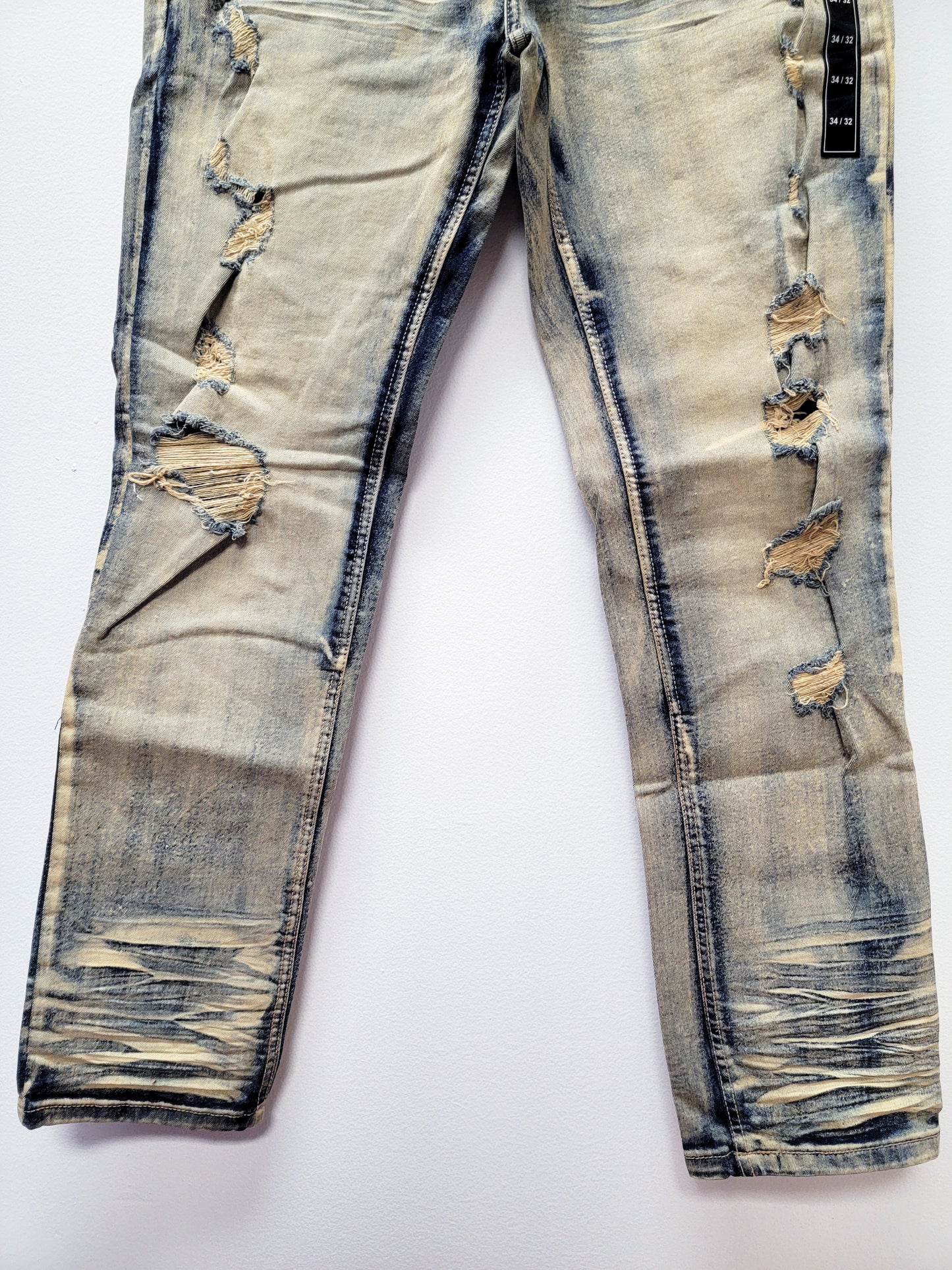 SPARK Slim Distressed Denim Jeans Dark Indigo Color