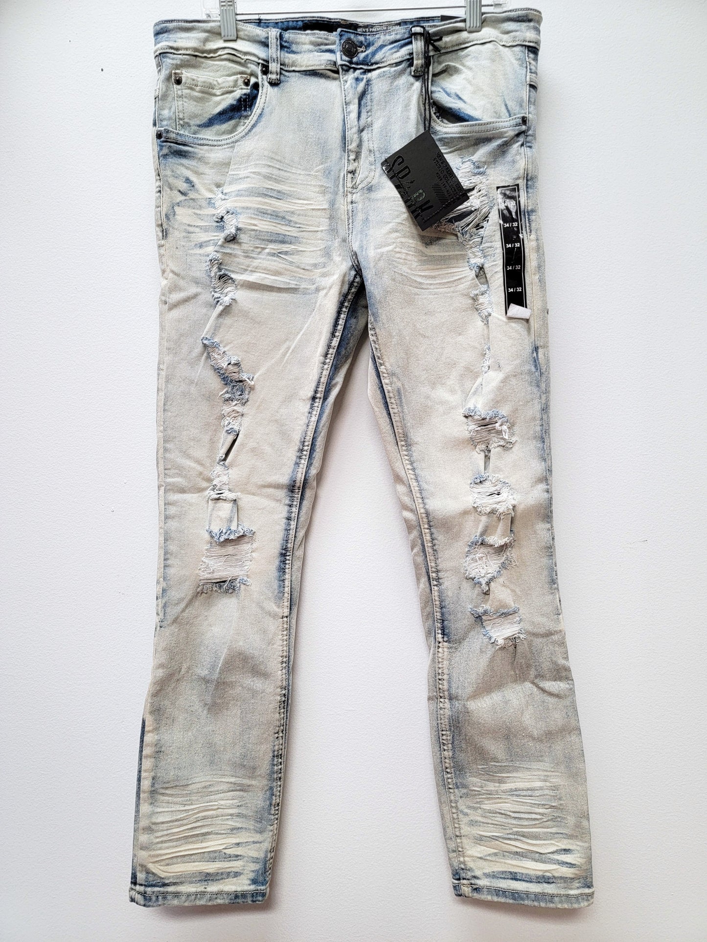 SPARK Slim Distressed Denim Jeans Tint Blue Color