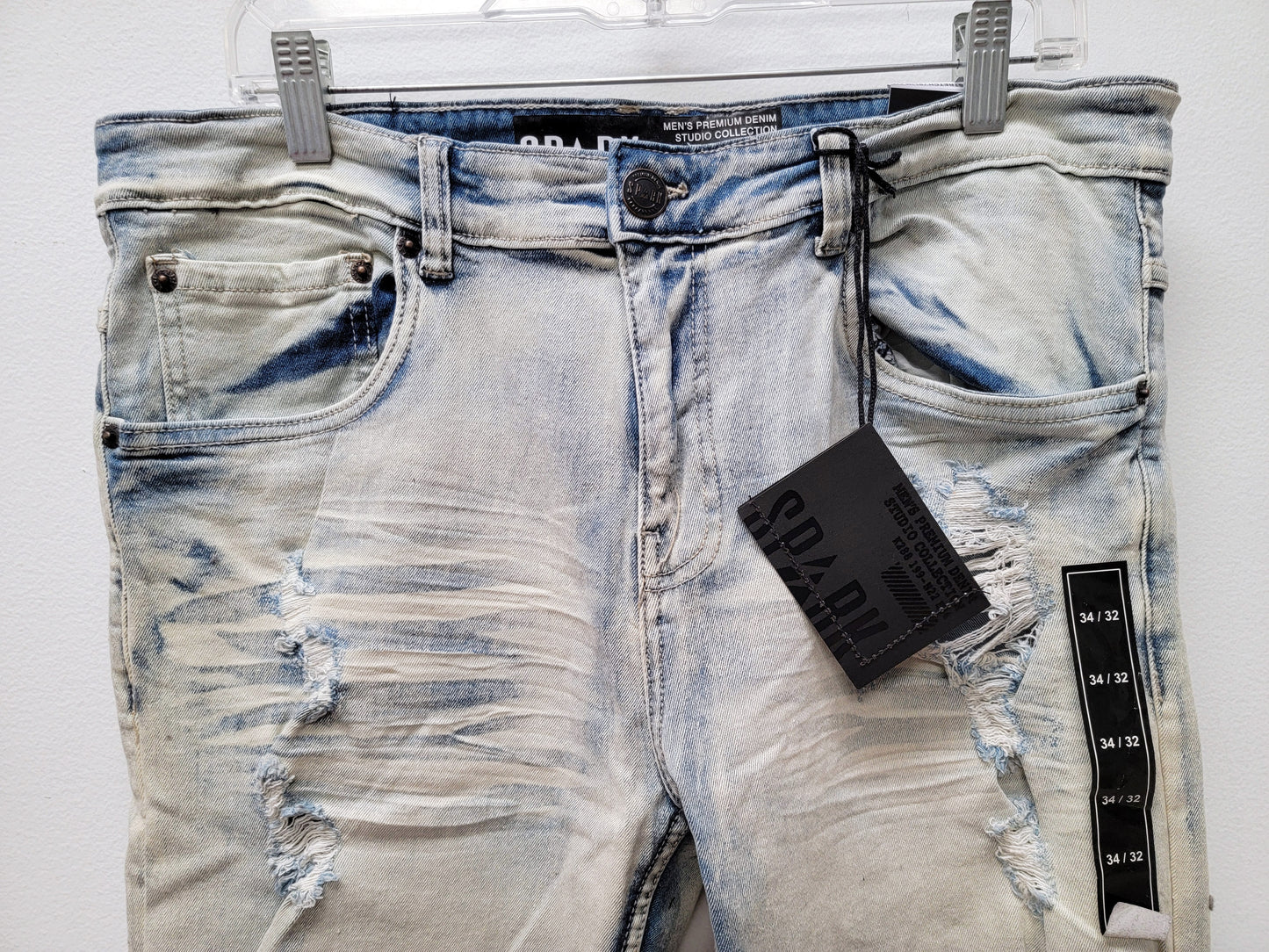 SPARK Slim Distressed Denim Jeans Tint Blue Color