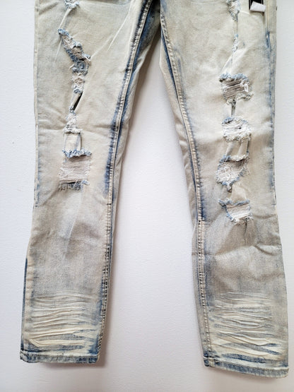 SPARK Slim Distressed Denim Jeans Tint Blue Color