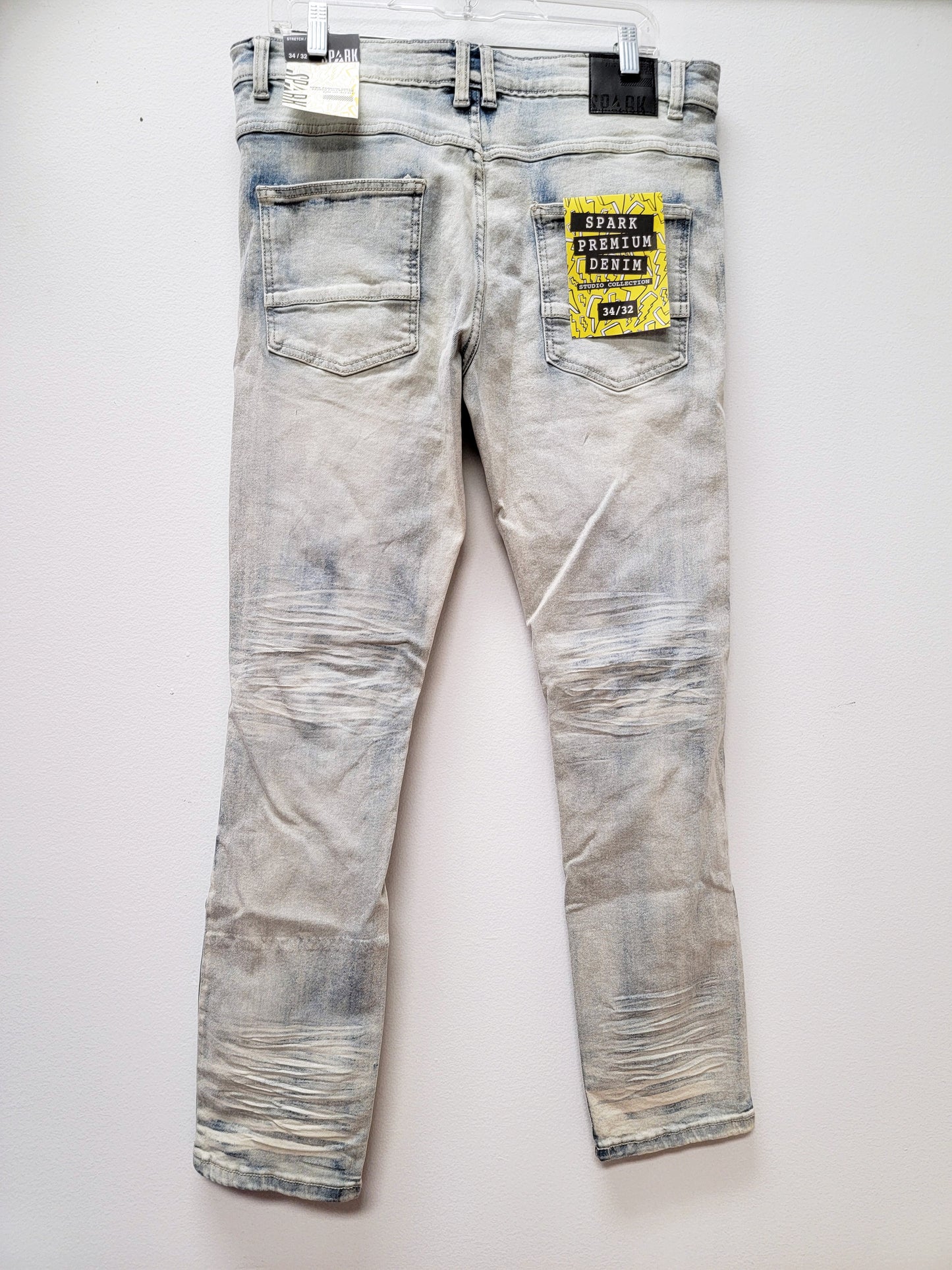 SPARK Slim Distressed Denim Jeans Tint Blue Color