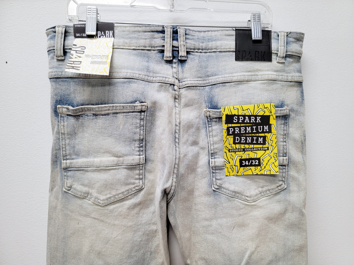 SPARK Slim Distressed Denim Jeans Tint Blue Color