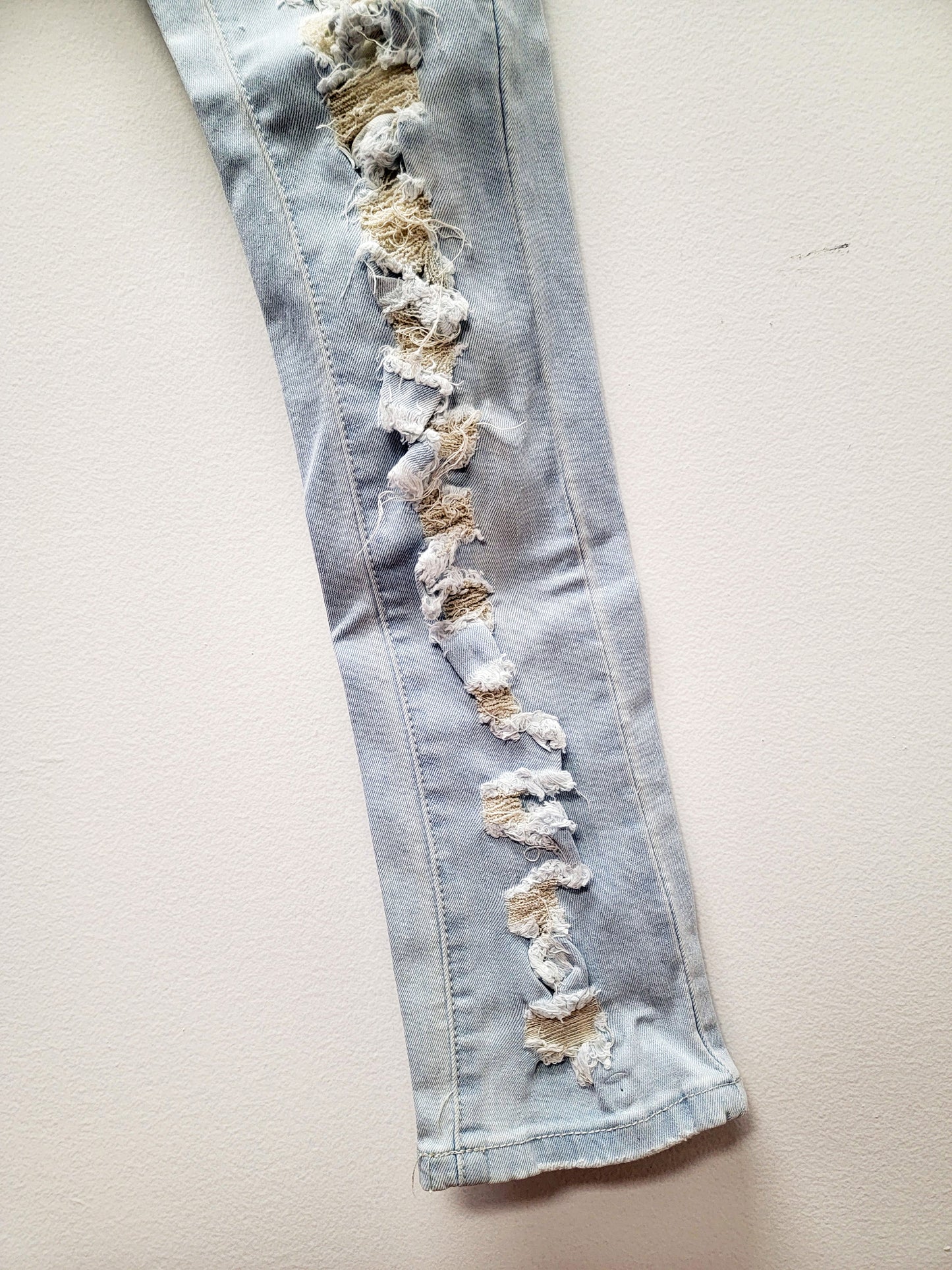 BLEECKER & MERCER Ripped Distressed Jeans Ice Blue Color