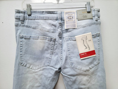 BLEECKER & MERCER Ripped Distressed Jeans Ice Blue Color