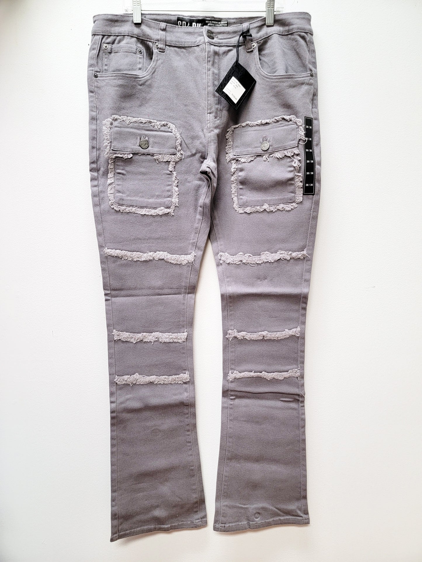 SPARK Stacked Jeans Gray Color