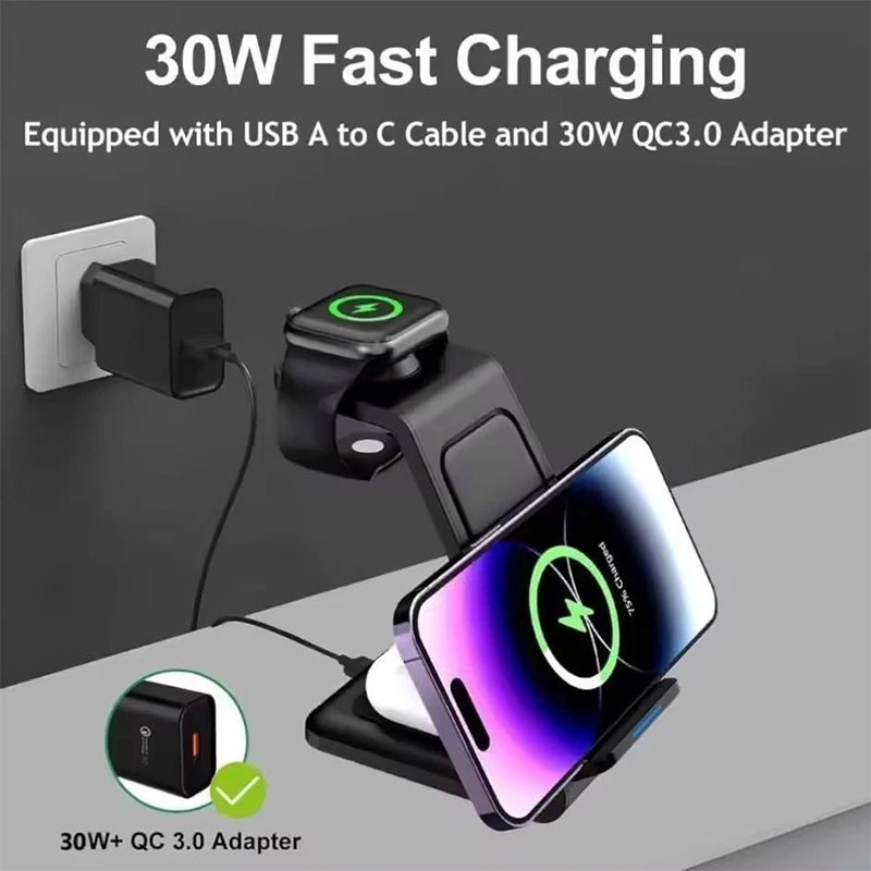 “Universal 3-in-1 30W Wireless Charger”