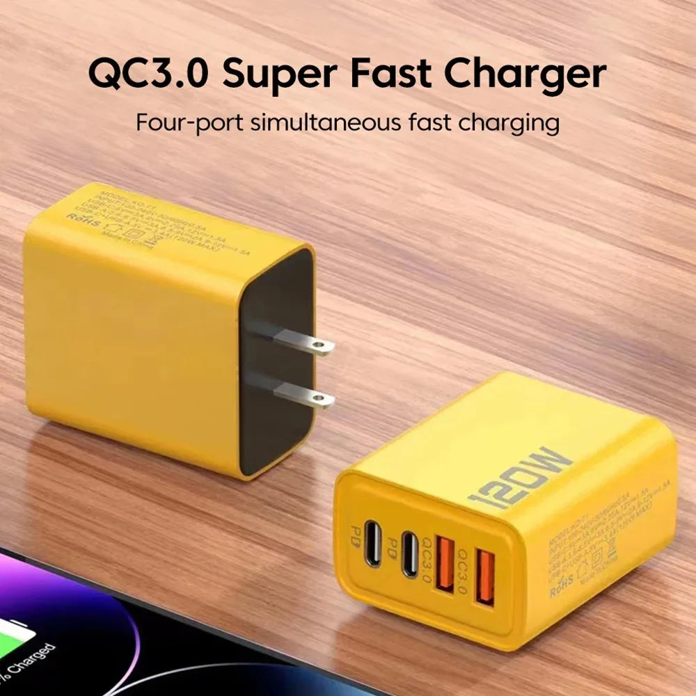 120W 4-Port USB-C Fast Charger