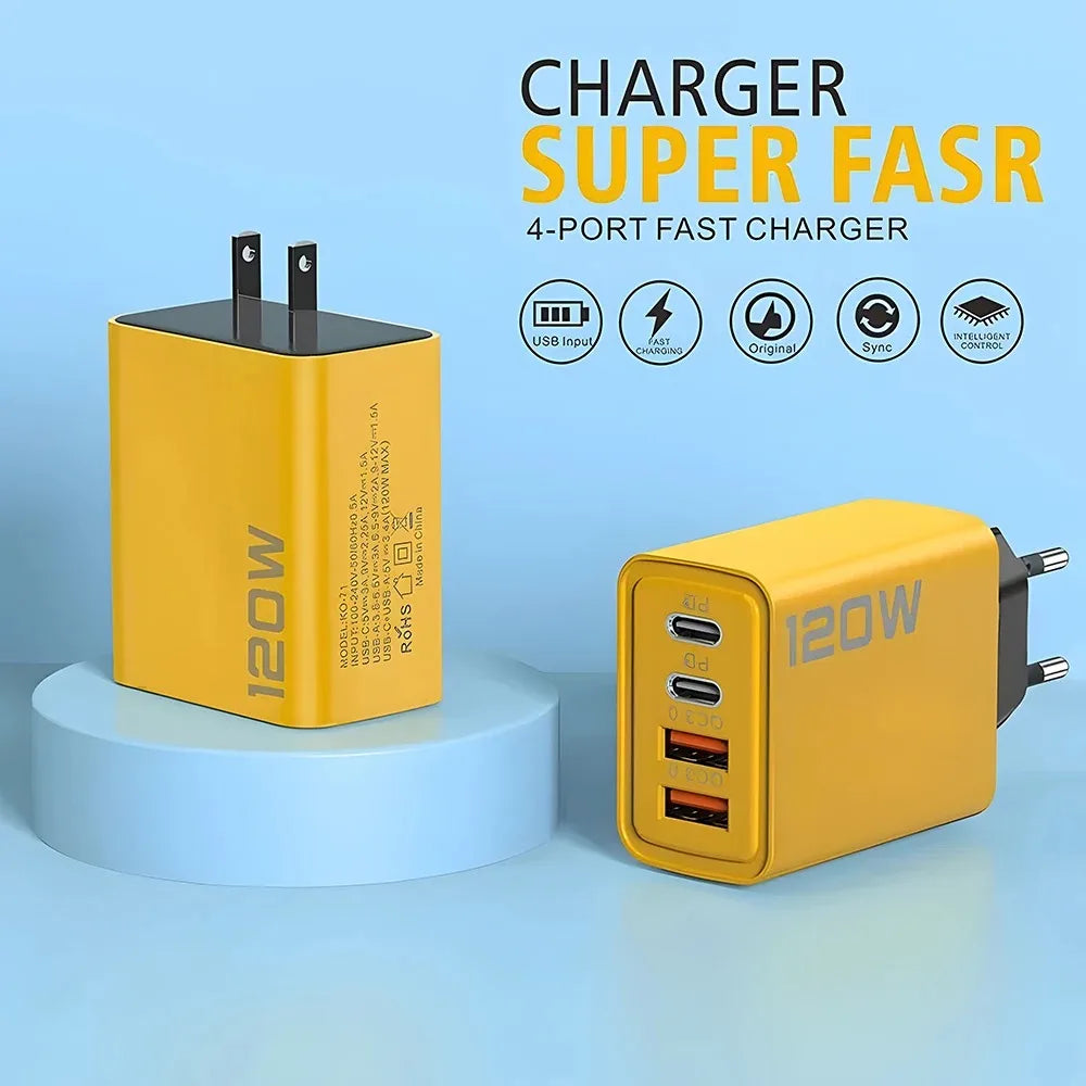 120W 4-Port USB-C Fast Charger